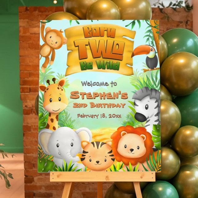 Born Two Be Wild - Safari Welcome Sign (Born Two Be Wild - Safari Boy 2nd Birthday Welcome Sign)