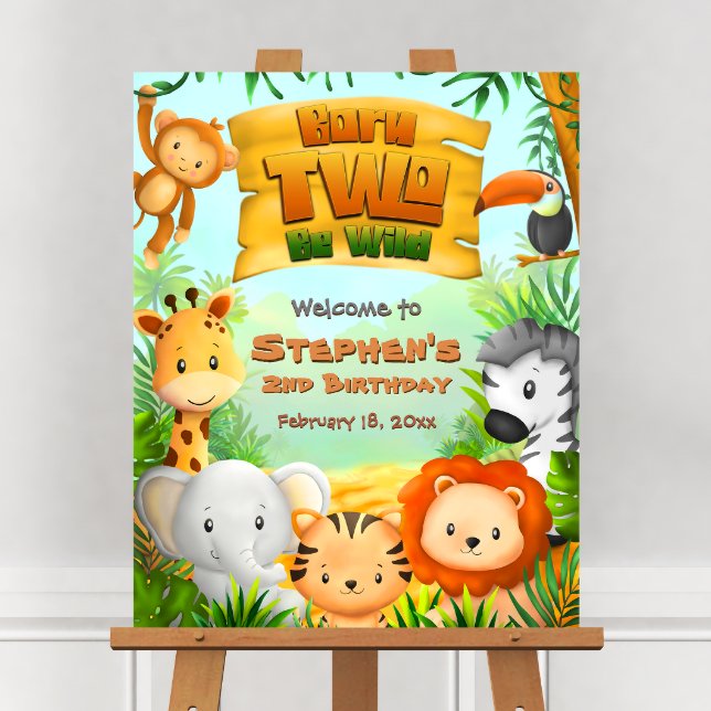 Born Two Be Wild - Safari Welcome Sign (Born Two Be Wild - Safari Boy 2nd Birthday Welcome Sign)