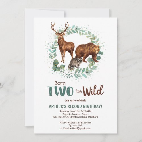 Born Two Be Wild Woodland Birthday Invitation Boys