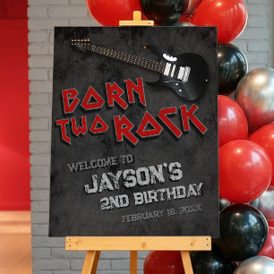 Born Two Rock - Boy 2nd Birthday Foam Board