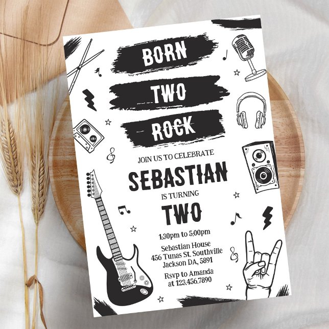 Born Two Rock Punk Rock Music Birthday Invitation (Creator Uploaded)