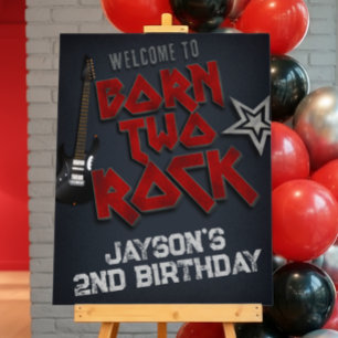 Born Two Rock - Rockstar - 2nd Birthday Foam Board