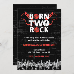 Born Two Rock Second Birthday Invitation