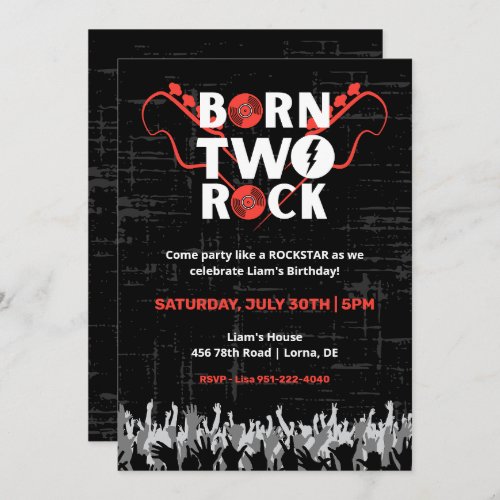Born Two Rock Second Birthday Invitation