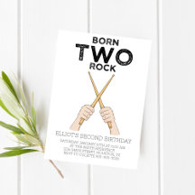 Born Two Rock Second Birthday Party Invitation