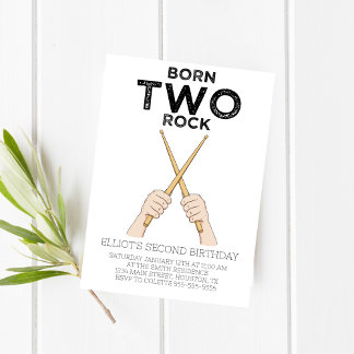 Born Two Rock Second Birthday Party Invitation