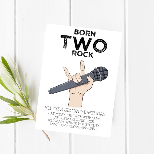 Born Two Rock Second Birthday Party Invitation