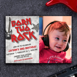 Born Two Rock with Photo Landscape Invitation