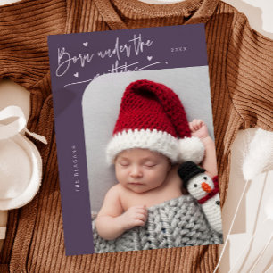 Born Under Mistletoe Purple Birth Announcement