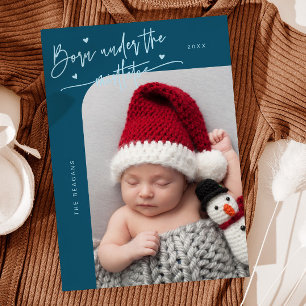 Born Under Mistletoe Teal Birth Announcement
