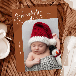 Born Under Mistletoe Terracotta Birth Announcement
