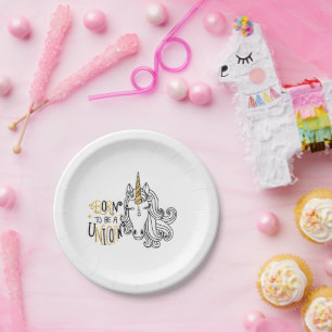 Born Unicorn Birthday Paper Plates