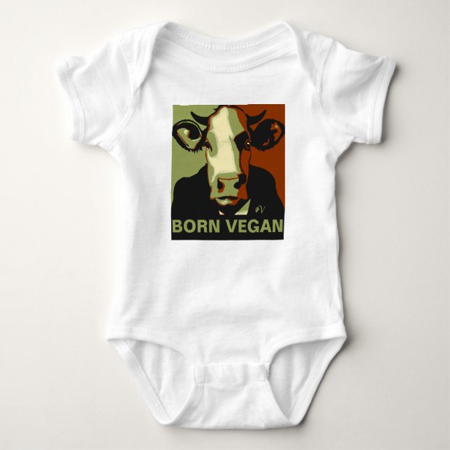 Born Vegan Camo Pop Art Cow Baby Jumper Baby Bodysuit (Front)