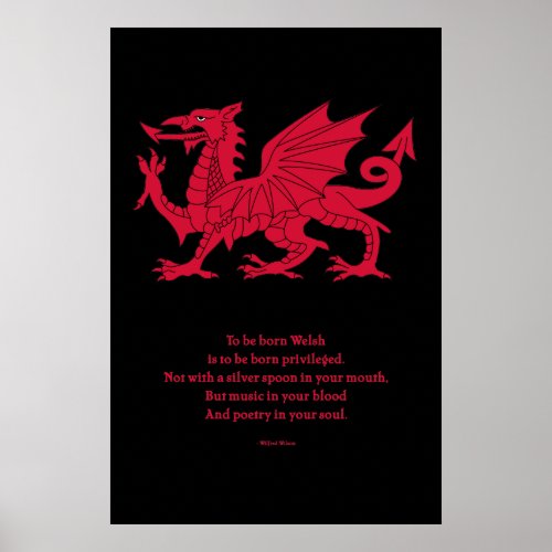 Born Welsh Poem with Dragon Poster