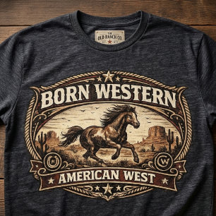 Born Western Running Horse Americana Ranch T-Shirt