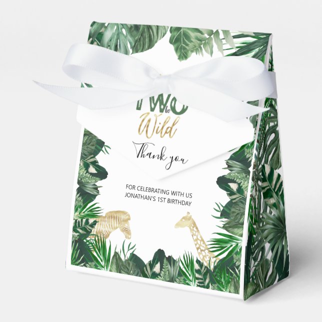 Born Wild Jungle Safari Themed 2nd Birthday Party Favor Boxes (Front Side)