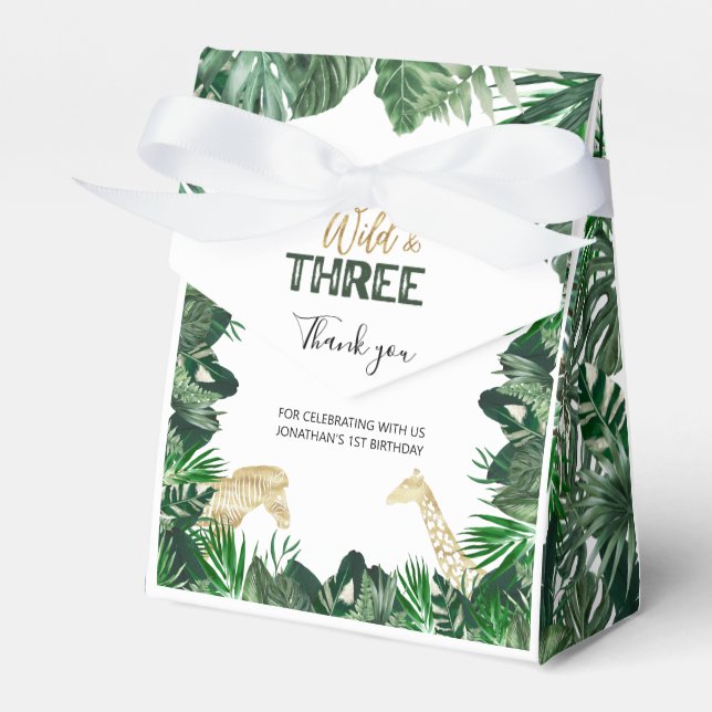 Born Wild Jungle Safari Themed 3rd Birthday Favor Boxes (Front Side)