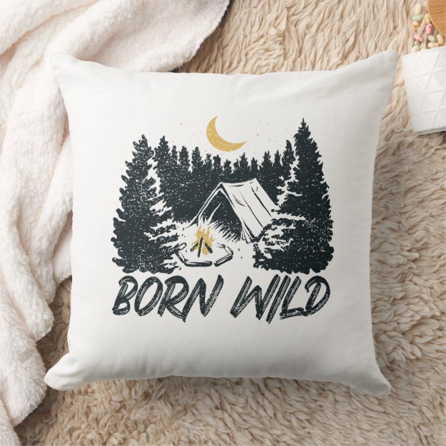 Born Wild Throw Pillow (Blanket)