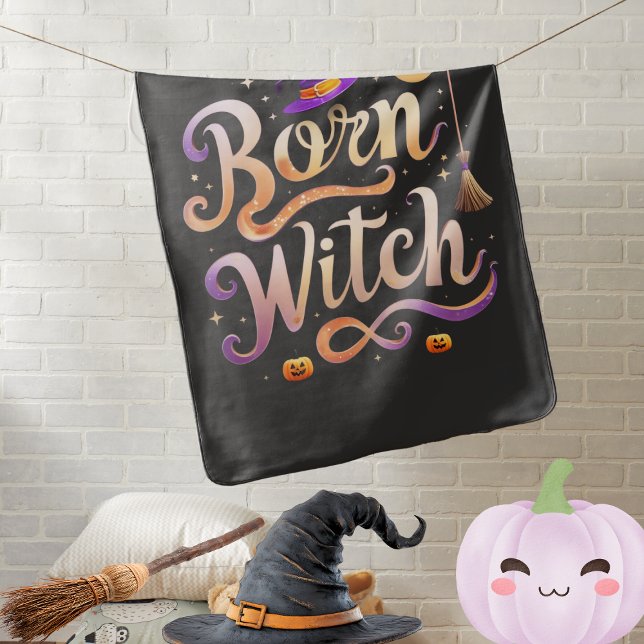 Born Witch  -  Halloween text Baby Blanket (Creator Uploaded)