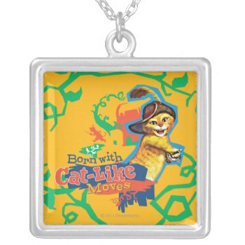Born With Cat-like Moves Silver Plated Necklace by pussinboots at Zazzle