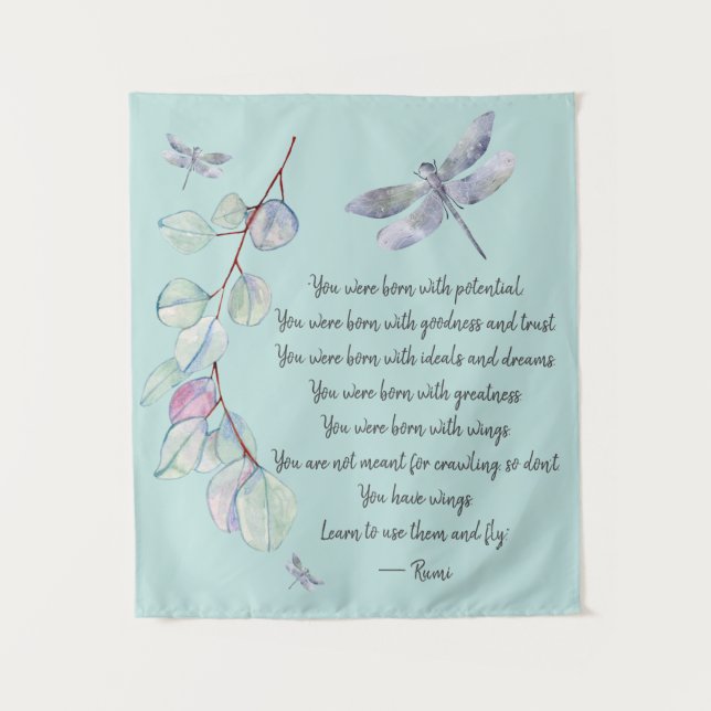 Born With Wings Rumi Quote   Tapestry (Front)