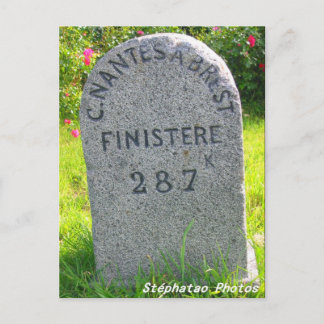 Borne kilométrique BRETAGNE FRANCE Postcard