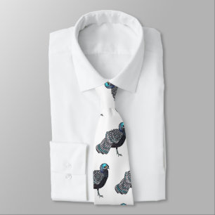Bornean peacock-pheasant bird cartoon illustration neck tie