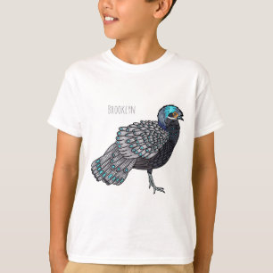 Bornean peacock-pheasant bird cartoon illustration T-Shirt