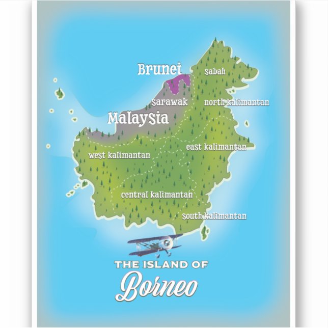 Borneo Map Sticker (Front)