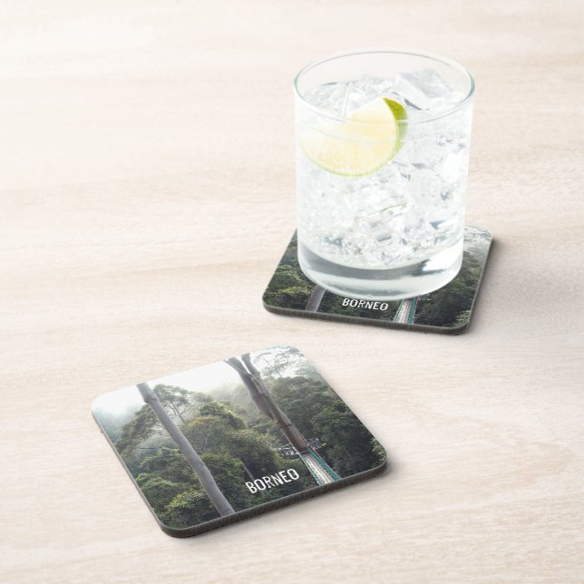 Borneo Rainforest Jungle Tree Canopy Scene Beverage Coaster (Right Side)