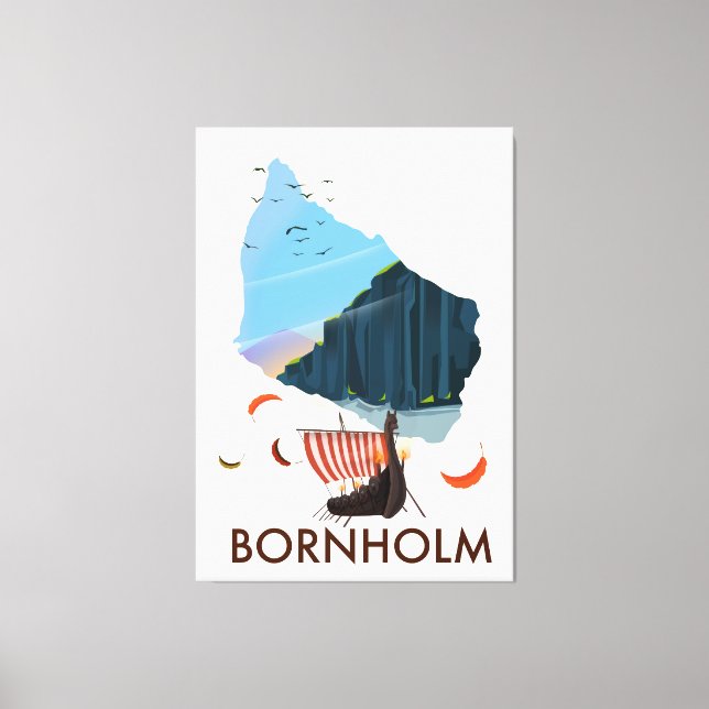 Bornholm Island Viking map Canvas Print (Front)