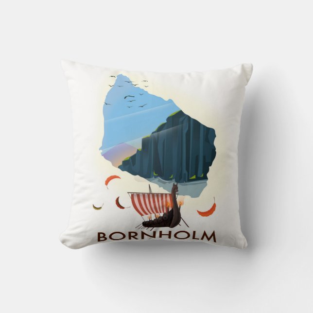 Bornholm Island Viking map Throw Pillow (Front)