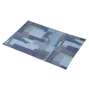 Boro Boro Blue Jean Patchwork Denim Shibori Cloth Placemat