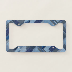 Boro Boro Blue Jean Patchwork Denim Shibori License Plate Frame
