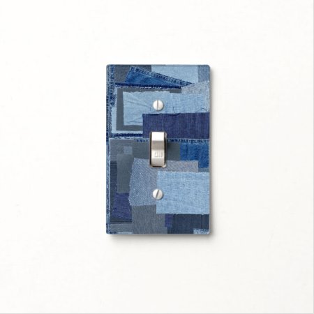 Boro Boro Blue Jean Patchwork Denim Shibori Light Switch Cover