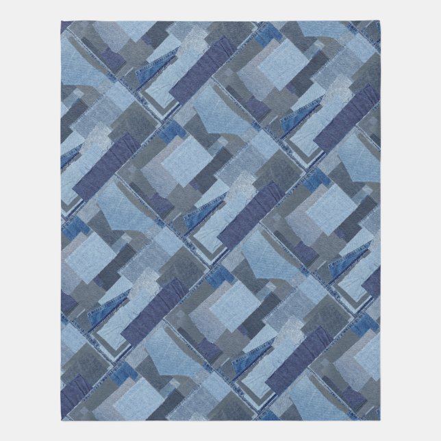 Boro Boro Blue Jean Patchwork Denim Shibori Rug (Front (Vertical))