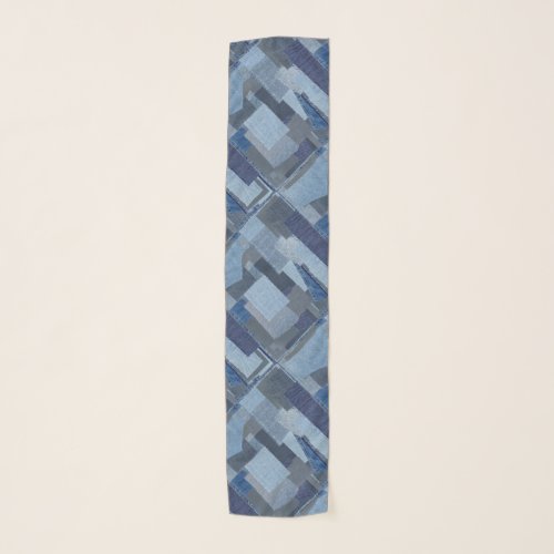 Boro Boro Blue Jean Patchwork Denim Shibori Scarf