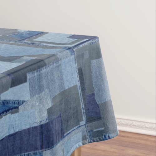 Boro Boro Blue Jean Patchwork Denim Shibori Tablecloth