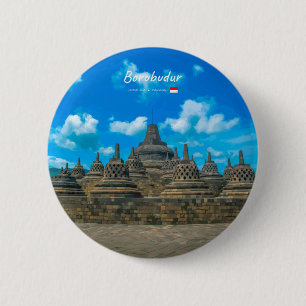 Borobudur, Indonesia - Ancient Buddhist Temple Button