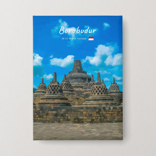 Borobudur, Indonesia - Ancient Buddhist Temple Button
