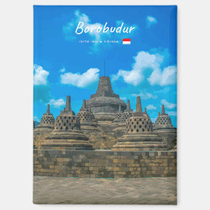 Borobudur, Indonesia - Ancient Buddhist Temple Fl Magnet