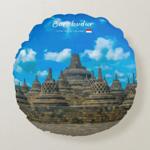 Borobudur, Indonesia - Ancient Buddhist Temple Round Pillow