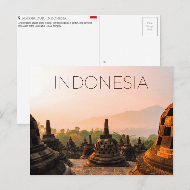 Borobudur, Indonesia Travel Postcard (Front/Back)