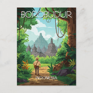 Borobudur Indonesia unesco Vintage Retro travel Postcard