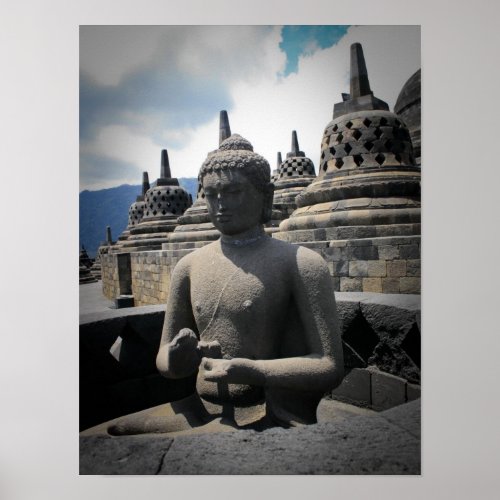 Borobudur temple statue poster