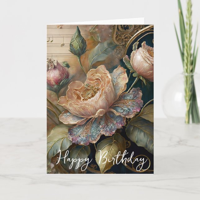 Boroque flowers birthday card (Front)