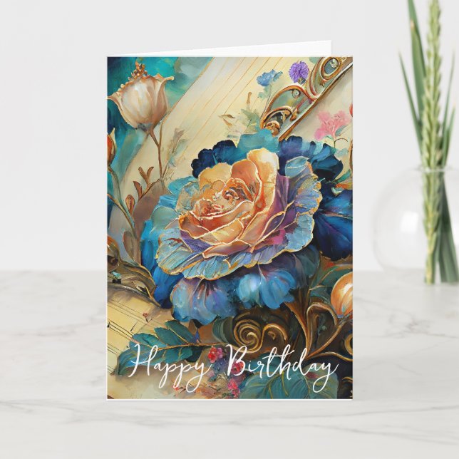 Boroque flowers birthday card (Front)