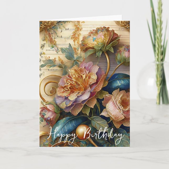 Boroque flowers birthday card (Front)