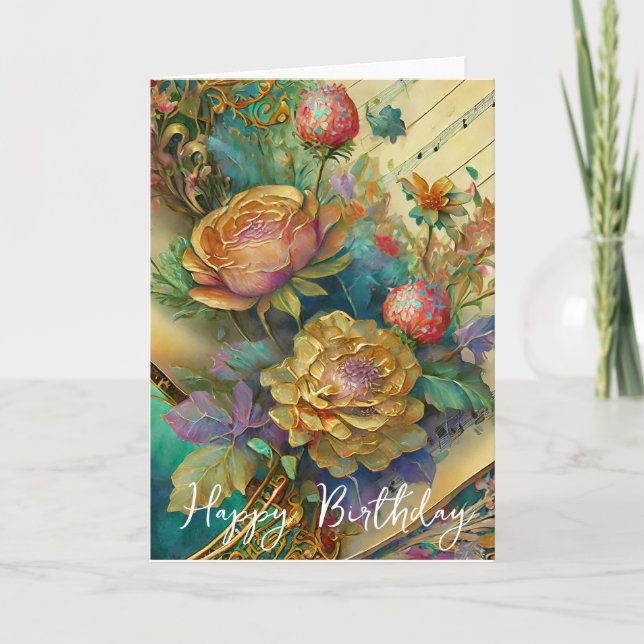 Boroque flowers birthday card (Front)