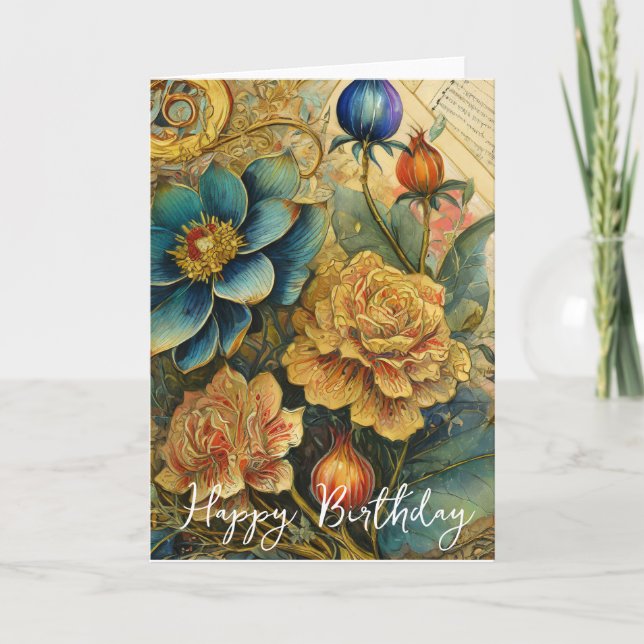 Boroque flowers birthday card (Front)